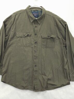 Smiths Workwear Shacket Mens 3XL Olive Green Heavy Flannel Lined Button-Up